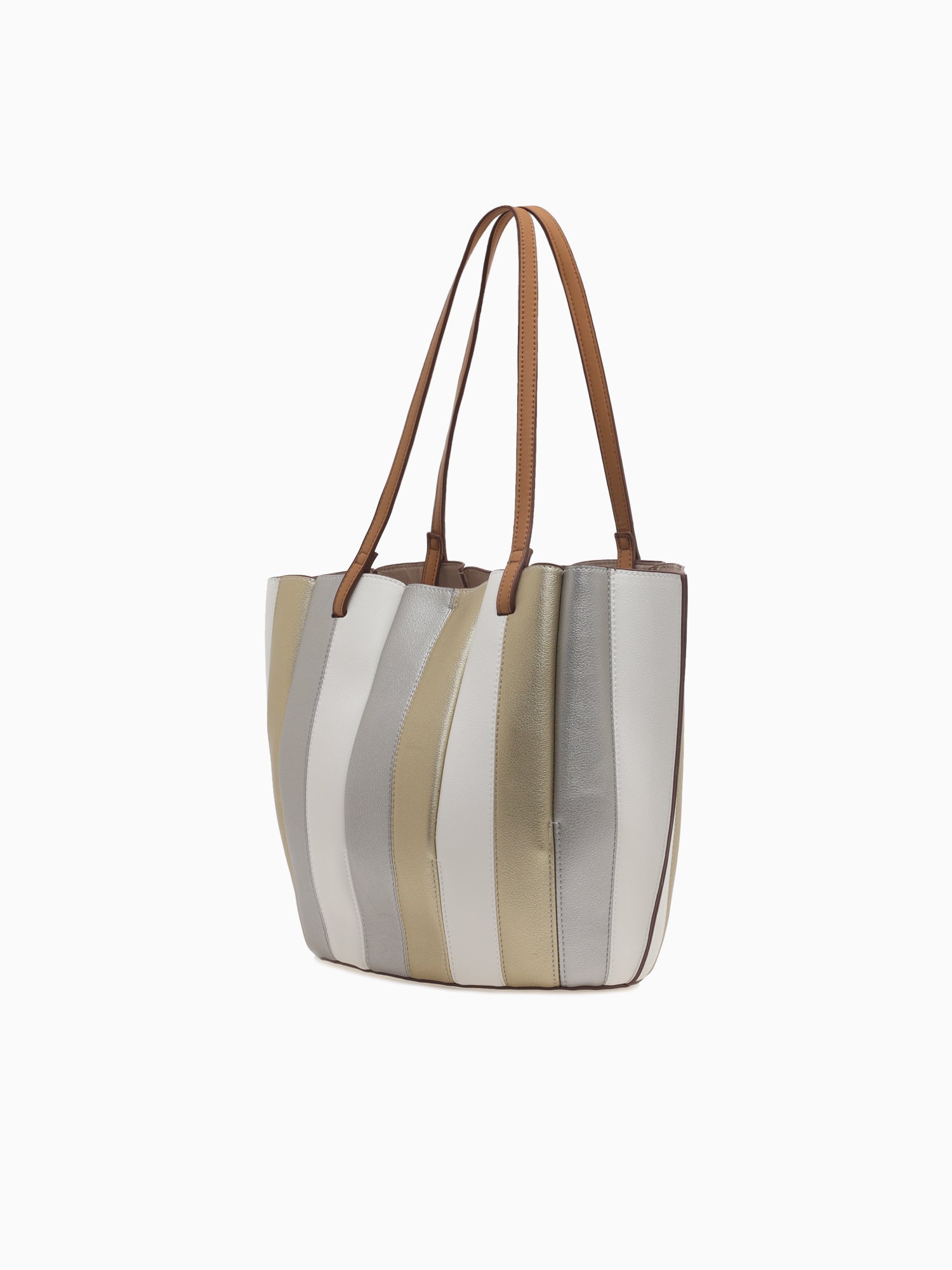 SRB26690 Color Blocked Shopper Metal Gold