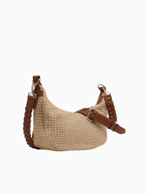 JK88ST Zola Straw Hobo Cognac Vegan Lea Cognac