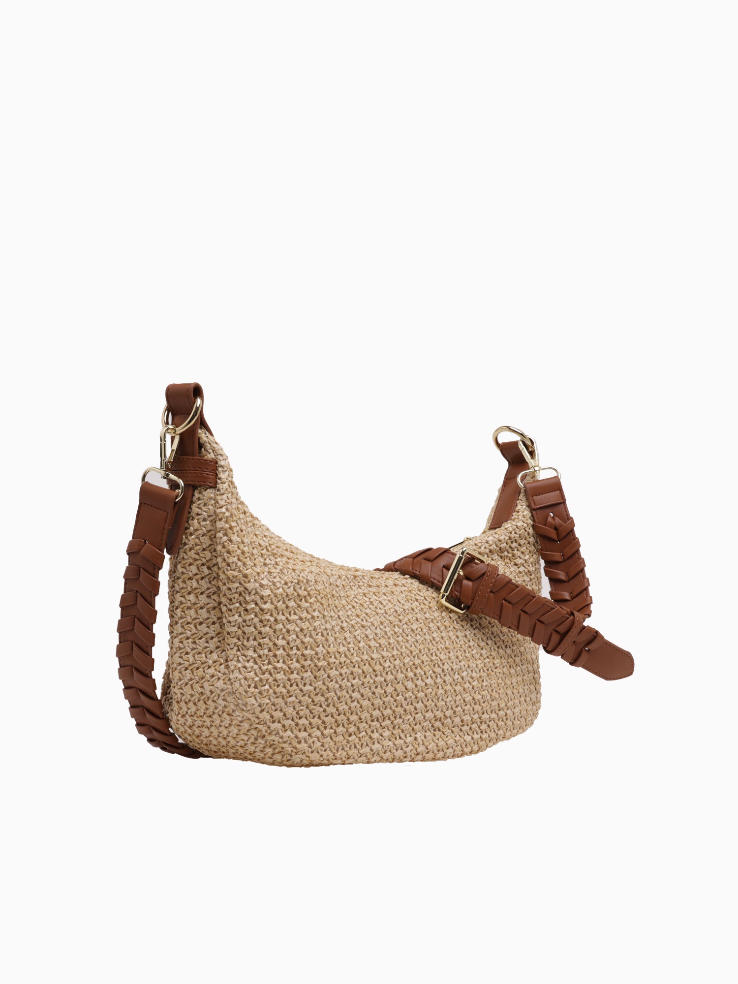 JK88ST Zola Straw Hobo Cognac Vegan Lea Cognac