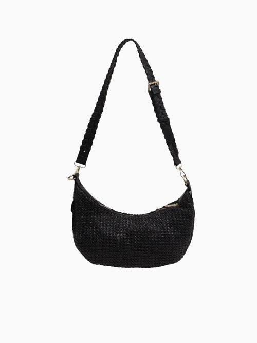 JK88ST Zola Straw Hobo Black Vegan Lea Black
