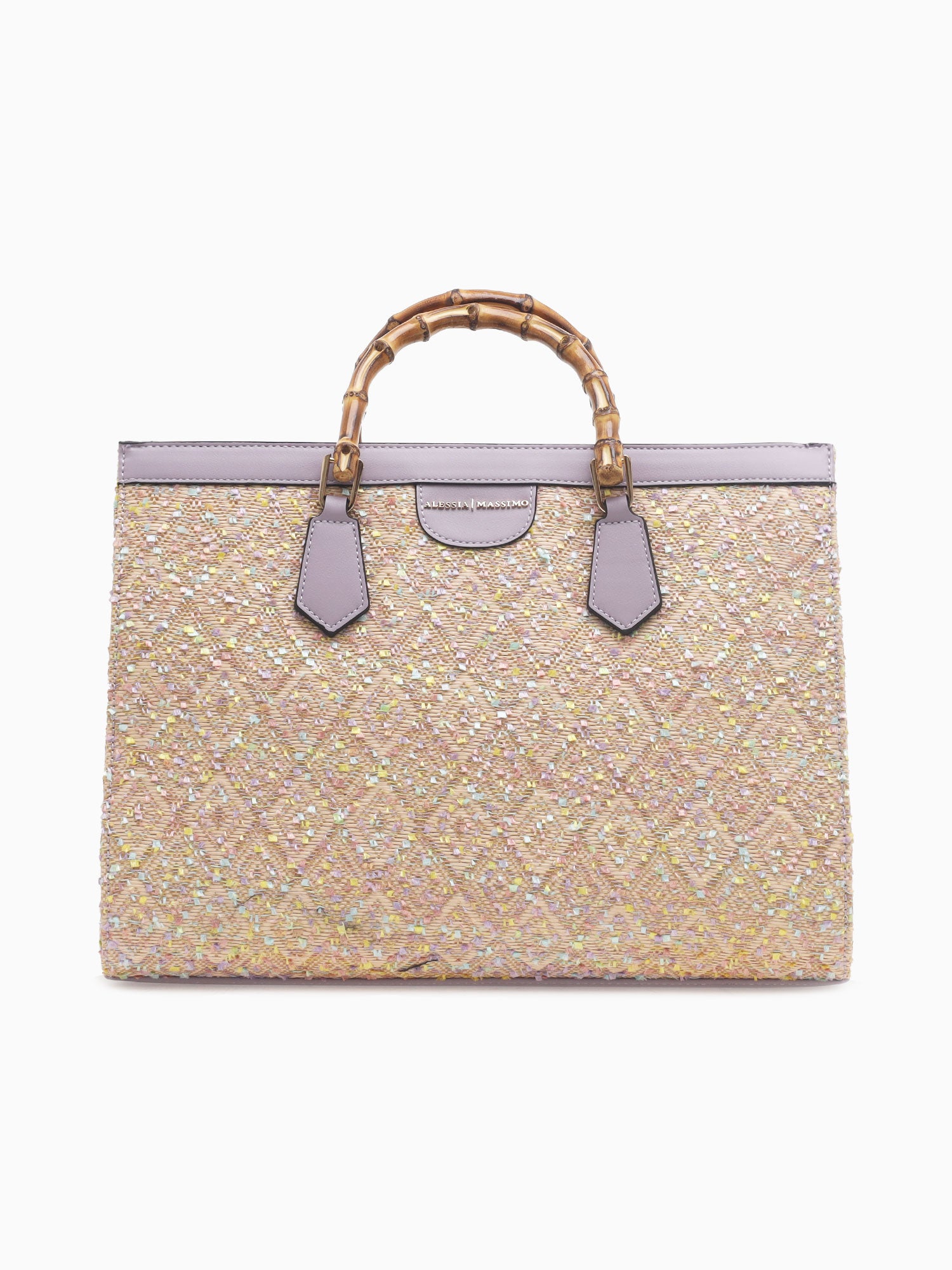 1272 Rainbow Bamboo Tote Beige Beige