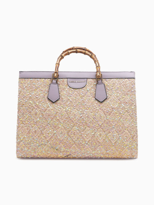 1272 Rainbow Bamboo Tote Beige Beige