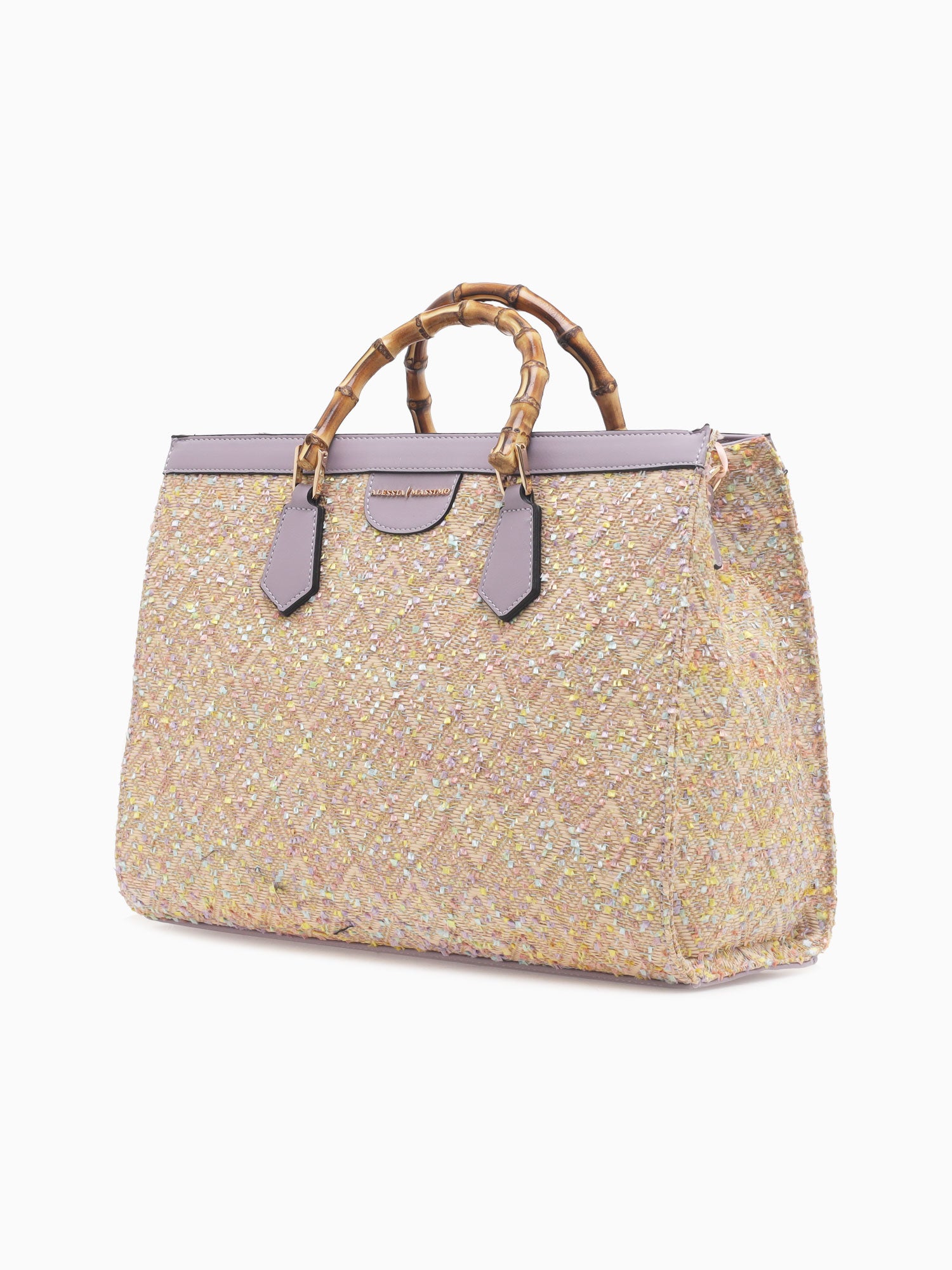 1272 Rainbow Bamboo Tote Beige Beige