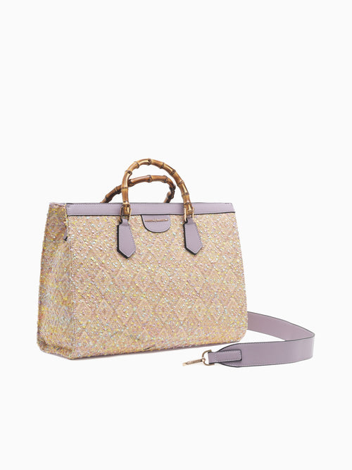 1272 Rainbow Bamboo Tote Beige Beige