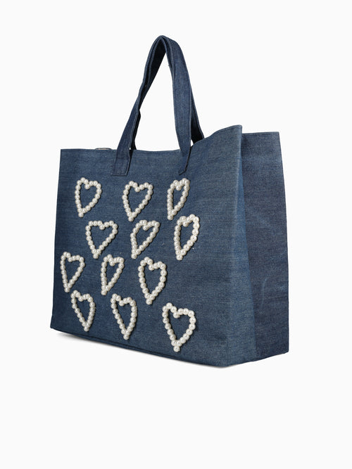 42101 I Heart Tote Denim Blue