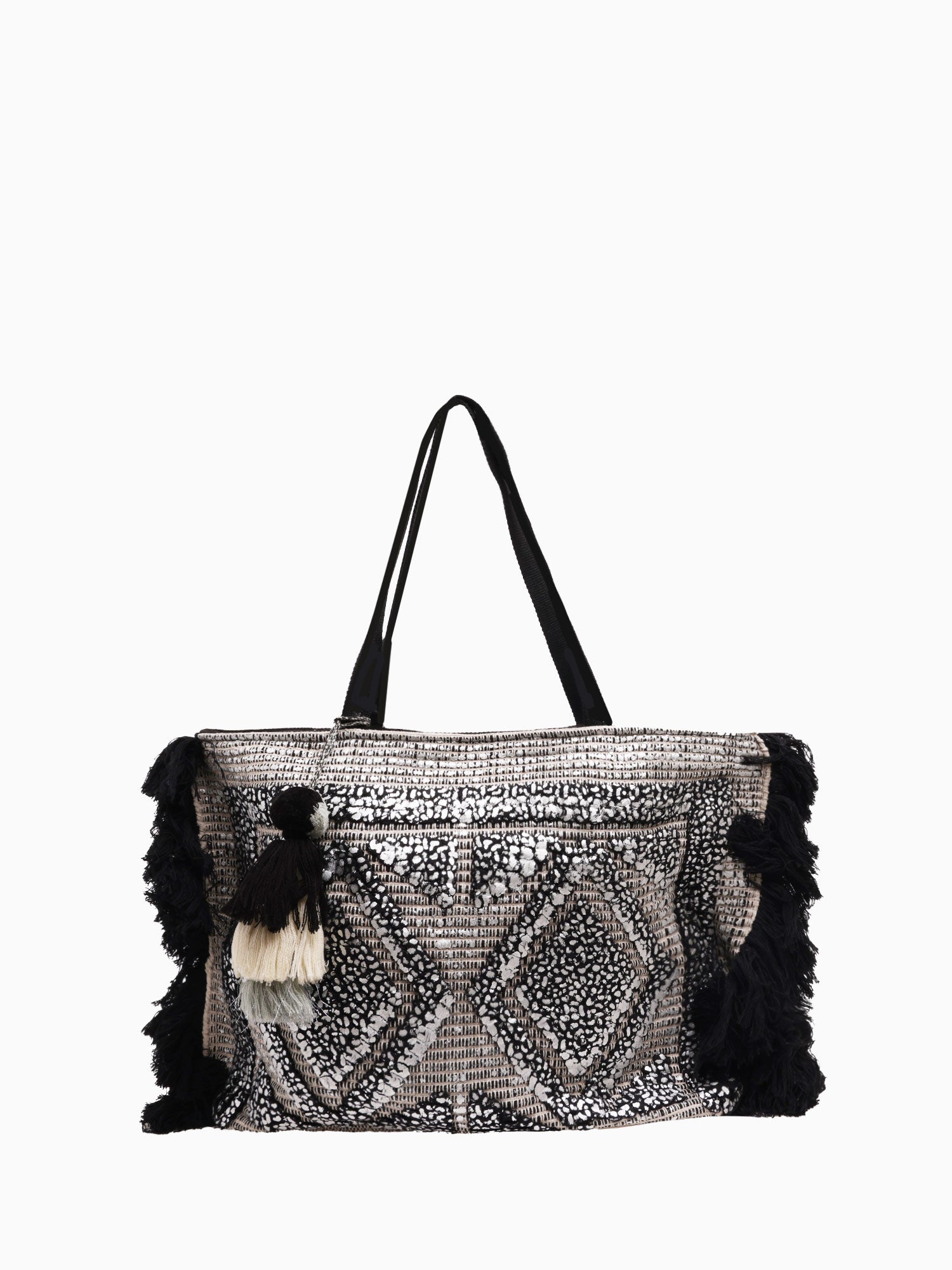 AB21166 Silver Foil Tufted Tote Silver