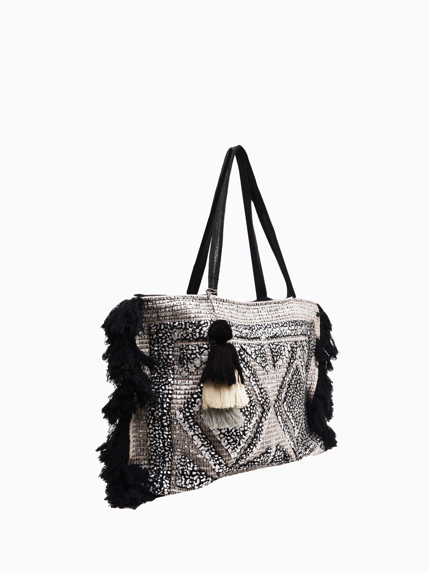 AB21166 Silver Foil Tufted Tote Silver