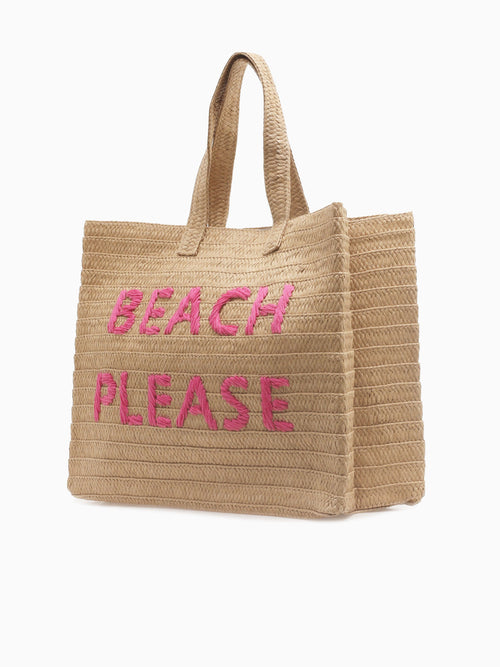 112123 Beach Please Tote Sand Fushia Pink