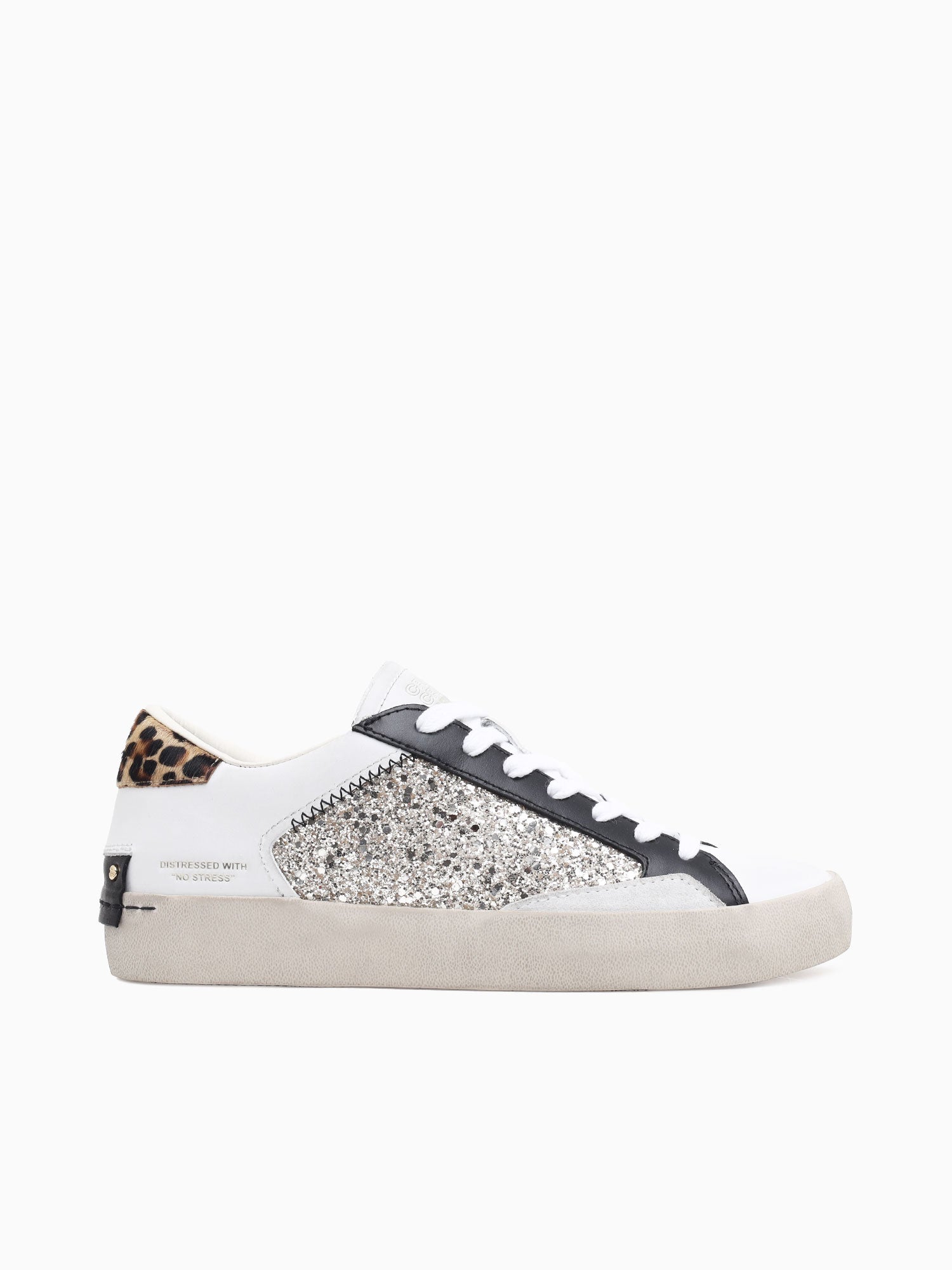 Low Top Distressed White Black leather G White / 35 / M