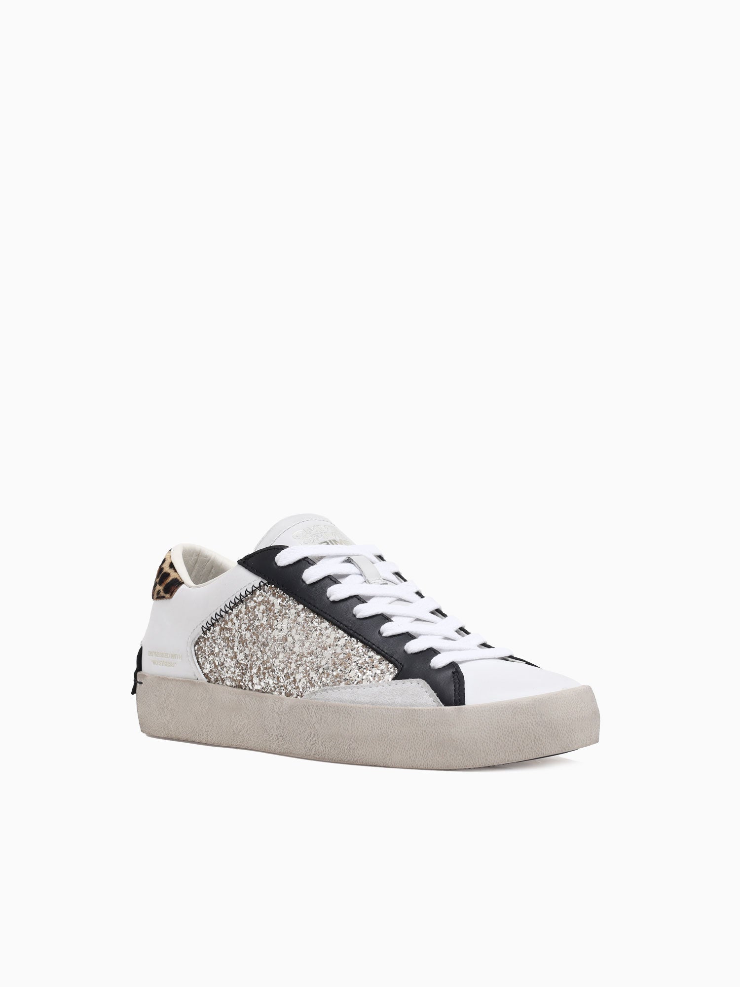 Low Top Distressed White Black leather G White / 35 / M