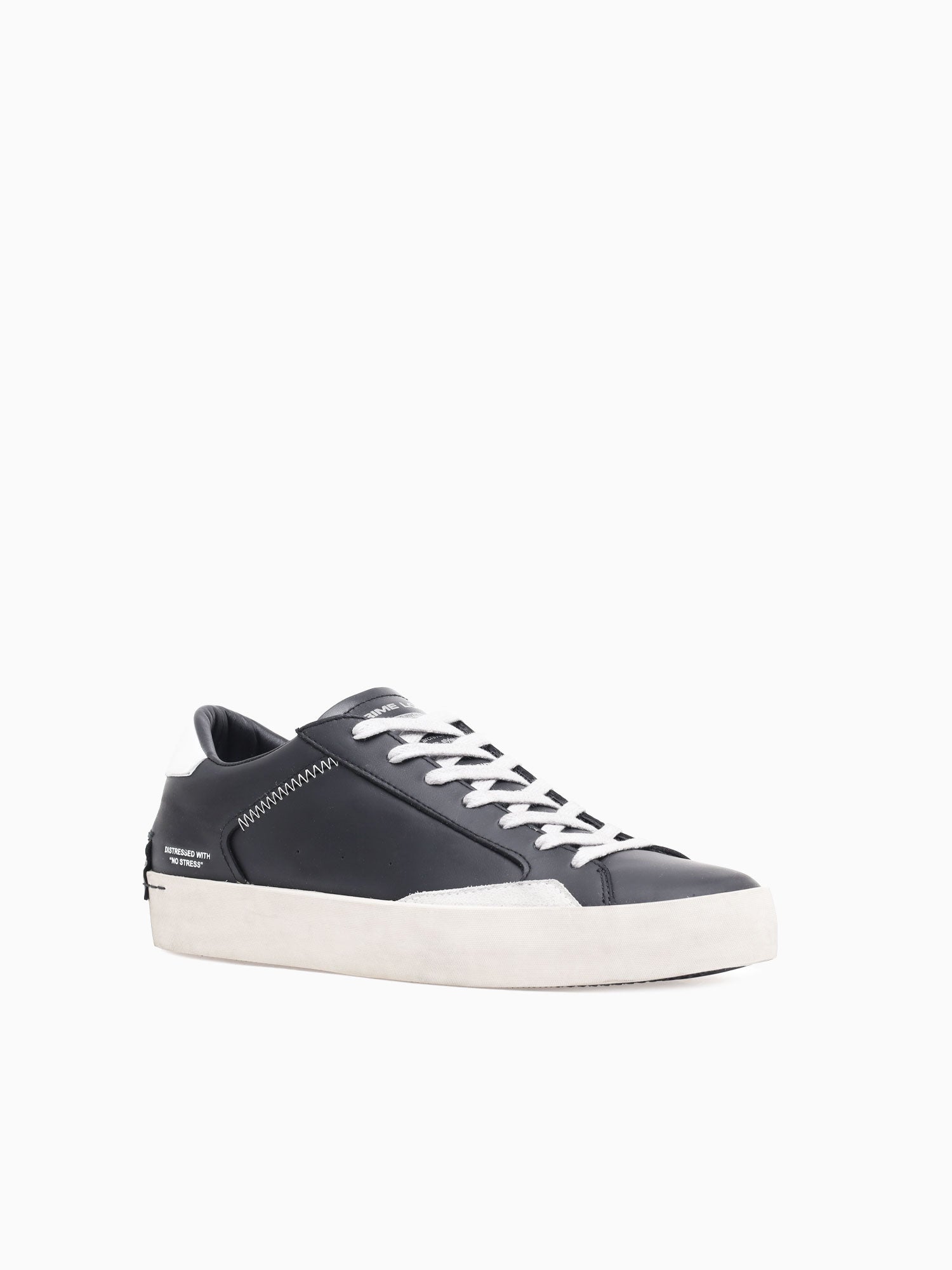 Low Top Distressed Black Leather Black / 39 / M