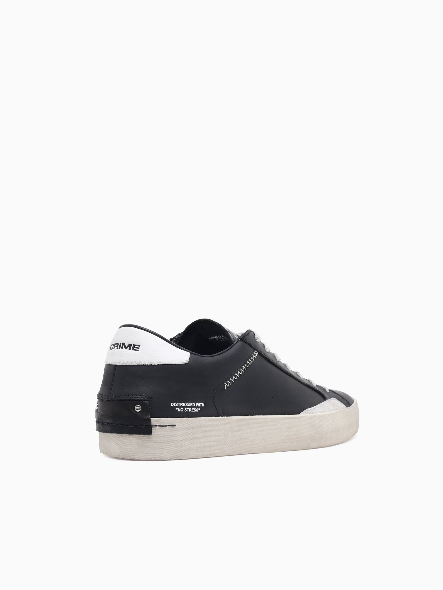 Low Top Distressed Black Leather Black / 39 / M