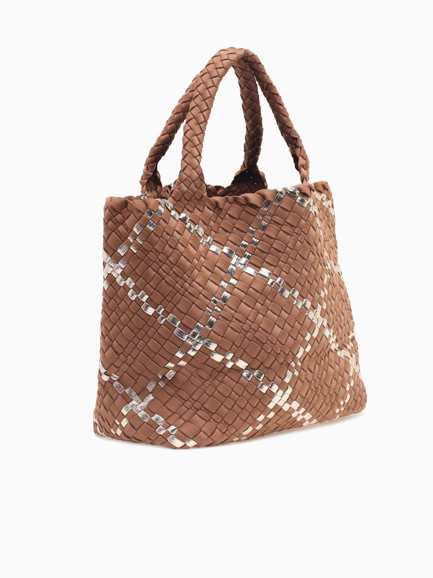 Woven Tote Brown Brown