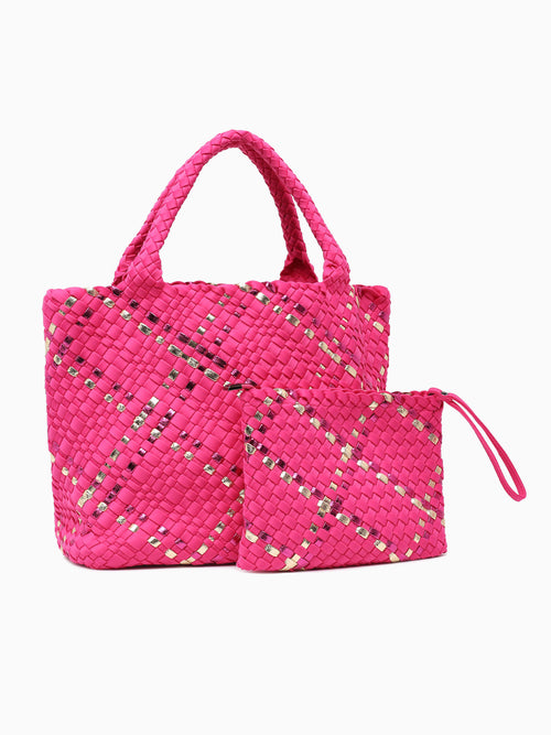 Woven Tote Fuschia Dark Pink
