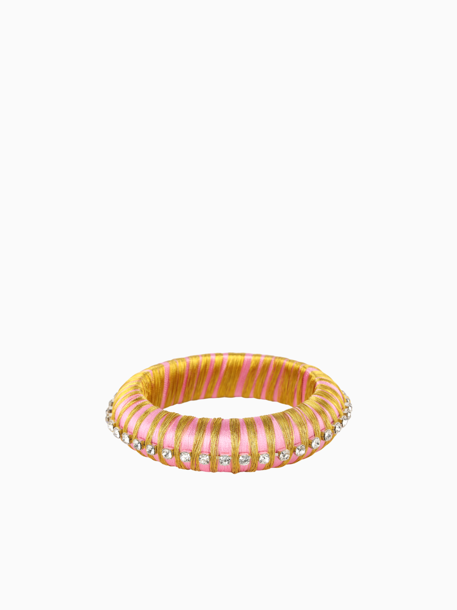 Malia Silk Wrap Bangle With Crystals - Pink