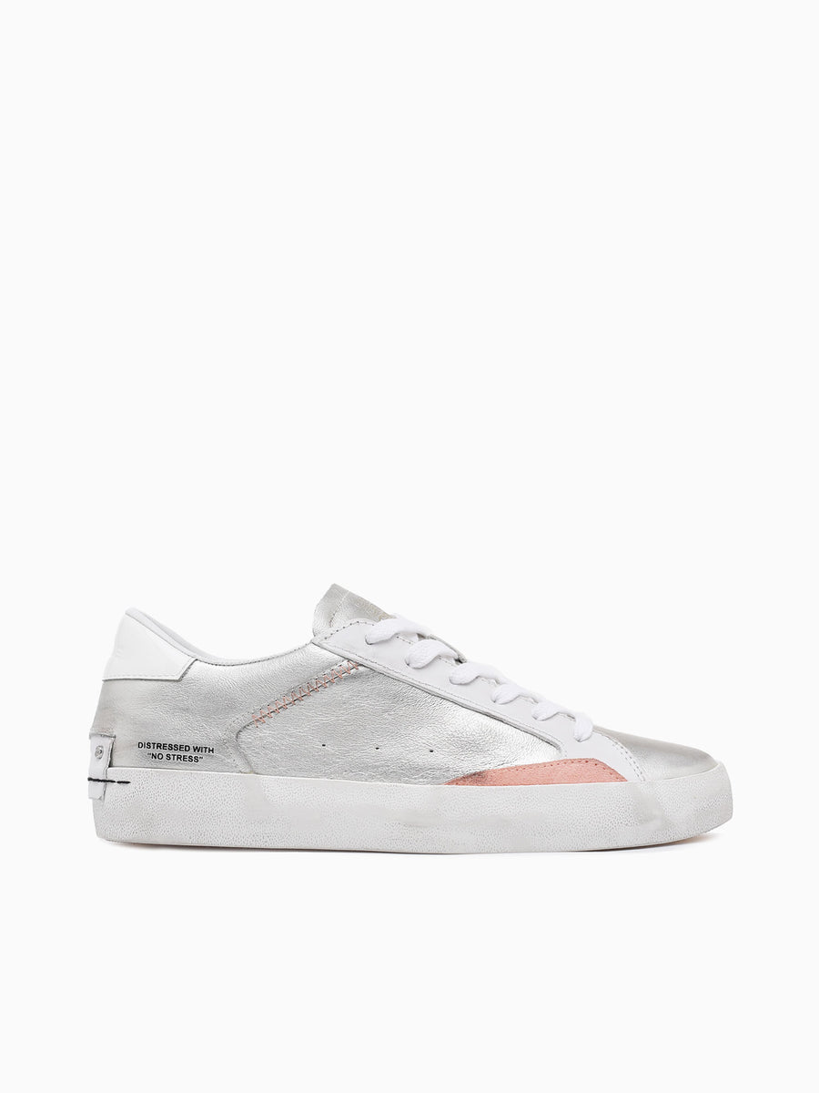 Low Top Distressed Platinum Leather Platinum / 35 / M