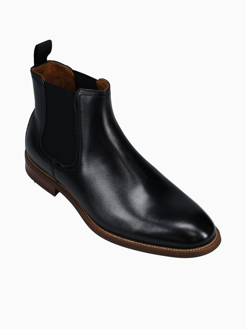 Rucci Plain Toe Gore Boot Black Leather Black / 7 / M