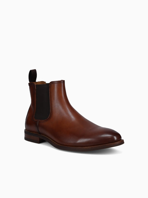 Rucci Plain Toe Gore Boot Cognac Leather Brown / 7 / M