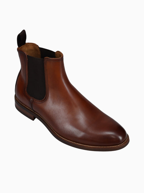 Rucci Plain Toe Gore Boot Cognac Leather Brown / 7 / M
