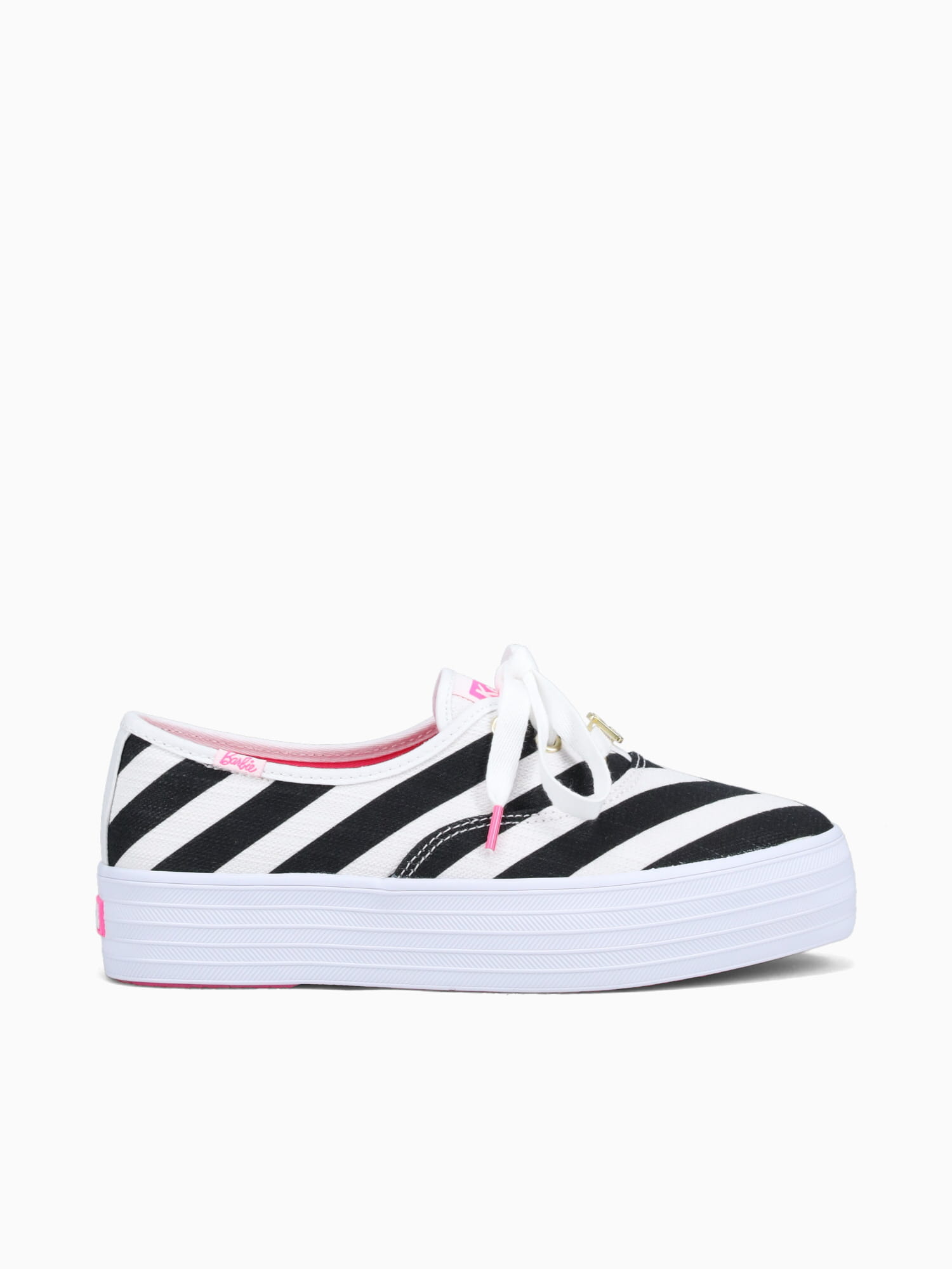 Barbie Point Striped Black White text ca Black White / 5 / M