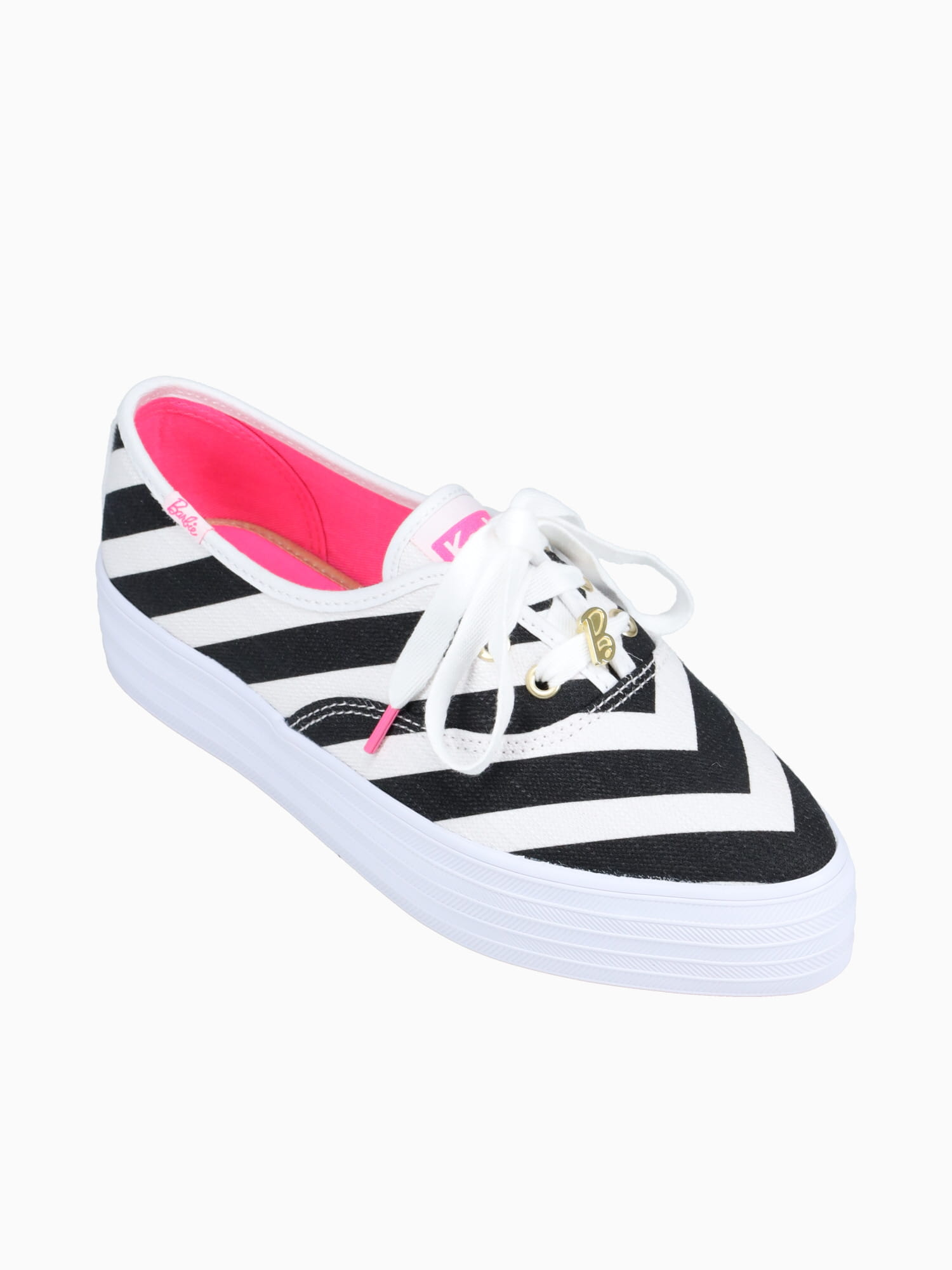 Barbie Point Striped Black White text ca Black White / 5 / M