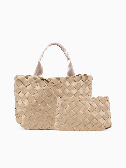 Layla Woven Satin Tote Cashmere Taupe