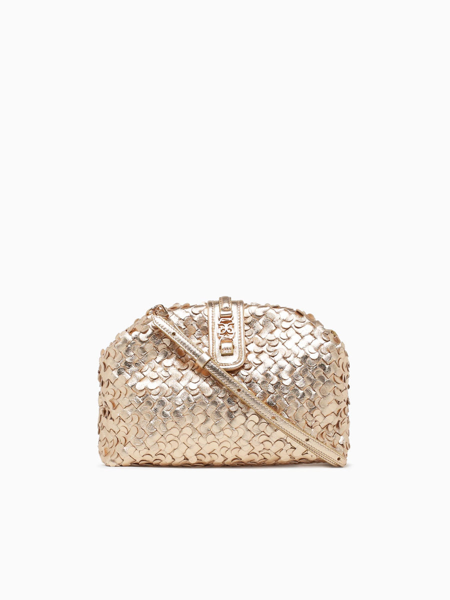 Bianka Woven Frame Clutch Deep Gold Gold