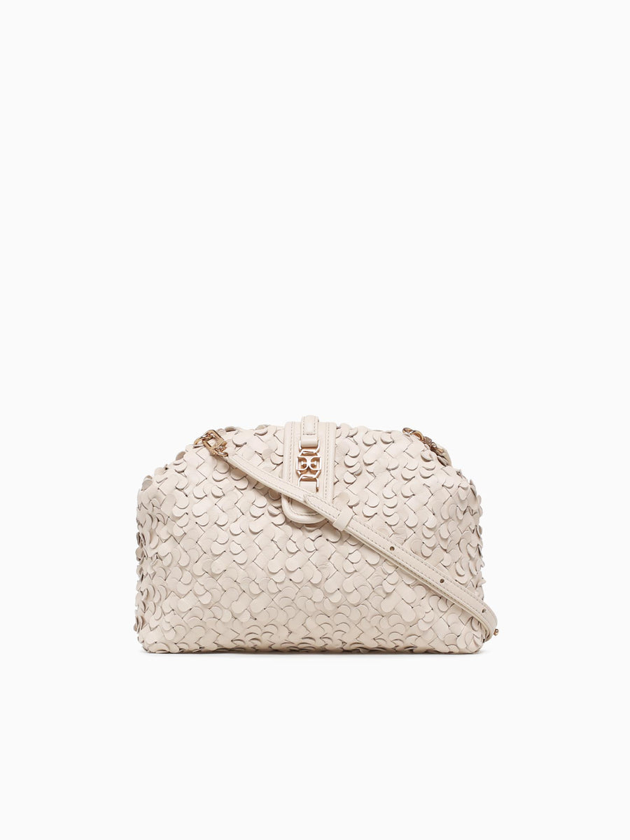 Bianka Woven Frame Clutch Ivory Off White