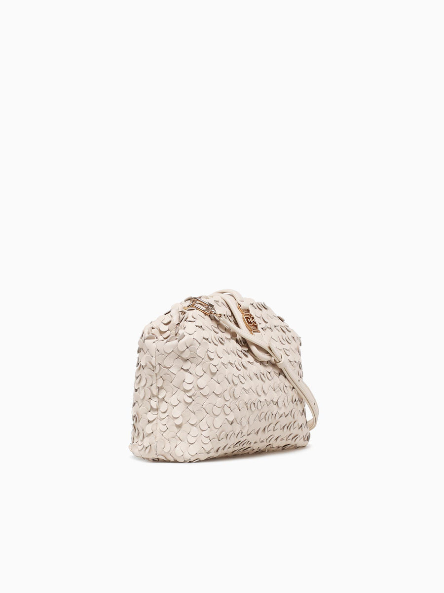 Bianka Woven Frame Clutch Ivory Off White