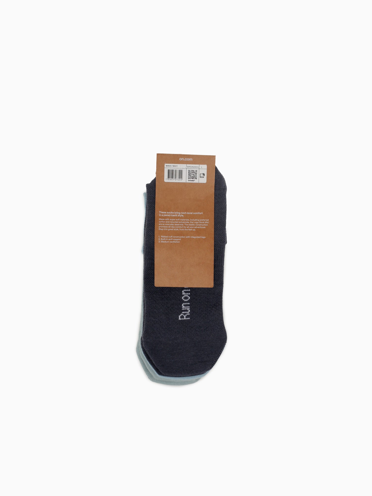 Logo Sock Mid 3p Wash Navy cotton Navy / XS
