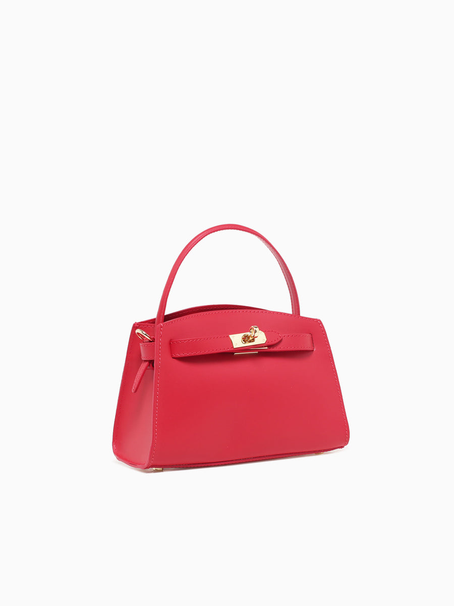 Ludovica Top Handle Rosso Leather Red