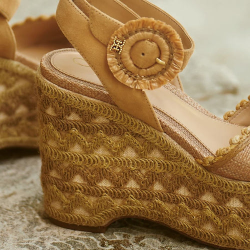 Amber Tan Raffia Suede