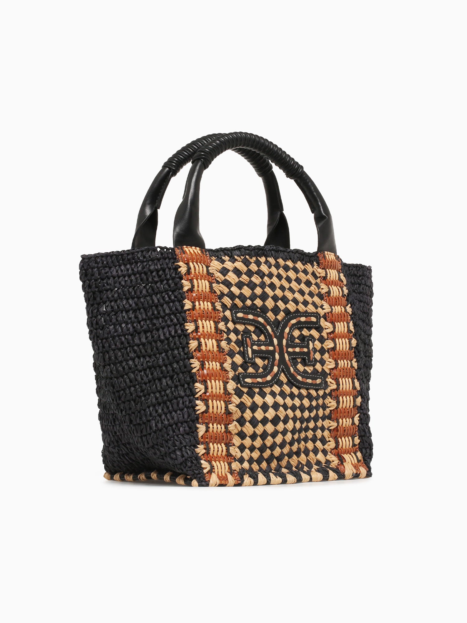 Marley Raffia Small Tote Black Mix Black Multi
