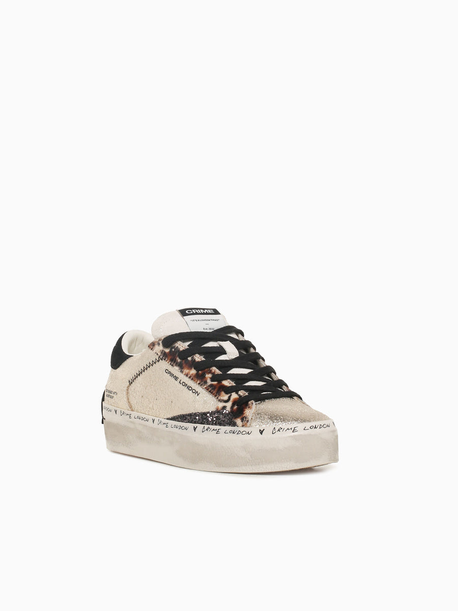 Distressed Platform Gold Leopard sde Lea Gold / 36 / M