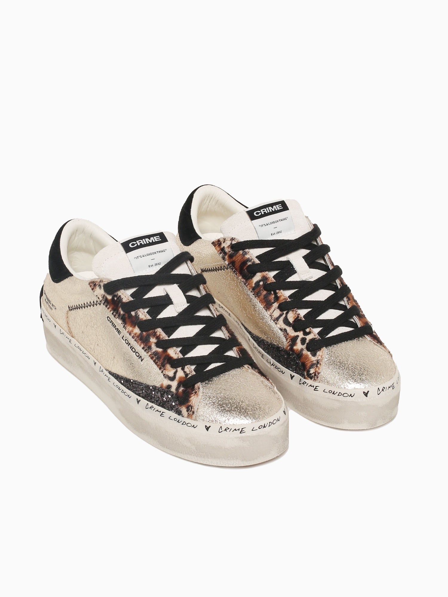 Distressed Platform Gold Leopard sde Lea Gold / 36 / M