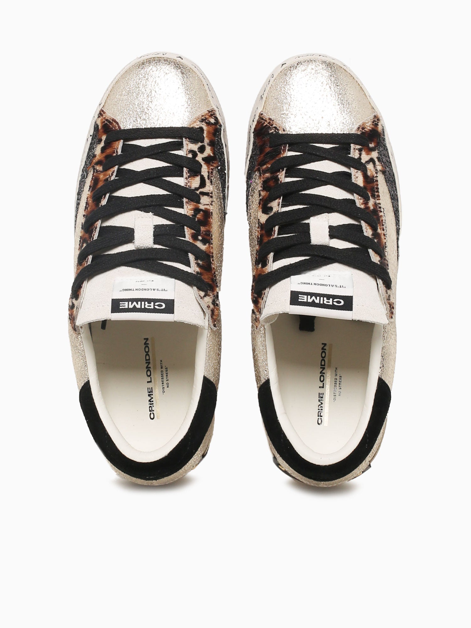 Distressed Platform Gold Leopard sde Lea Gold / 36 / M