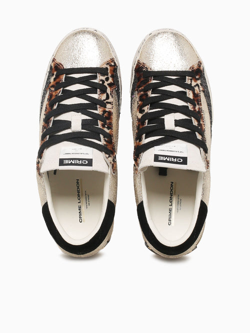 Distressed Platform Gold Leopard sde Lea Gold / 36 / M