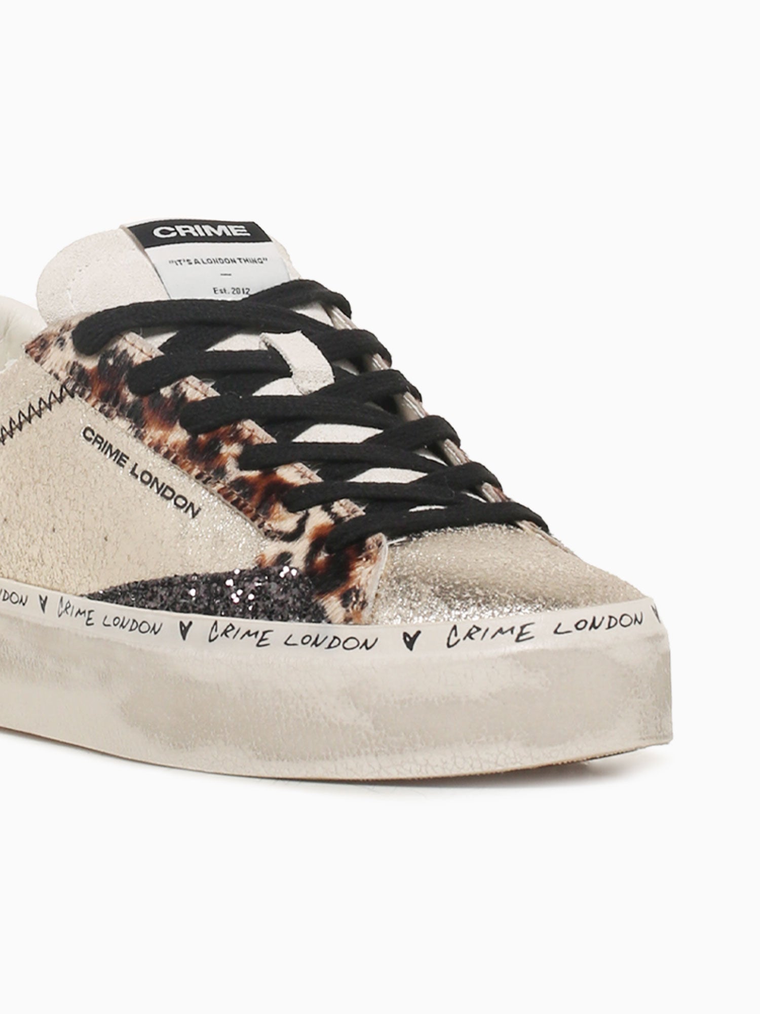 Distressed Platform Gold Leopard sde Lea Gold / 36 / M