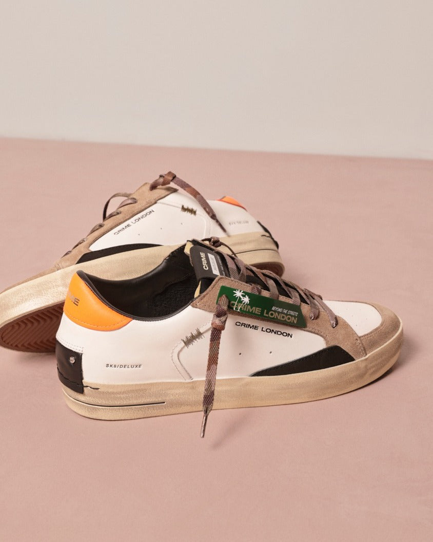 Sk8 Deluxe Beige White suede Leather