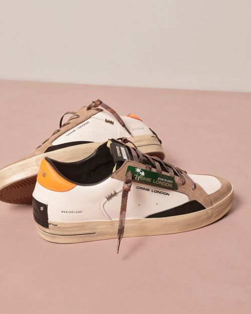 Sk8 Deluxe Beige White suede Leather