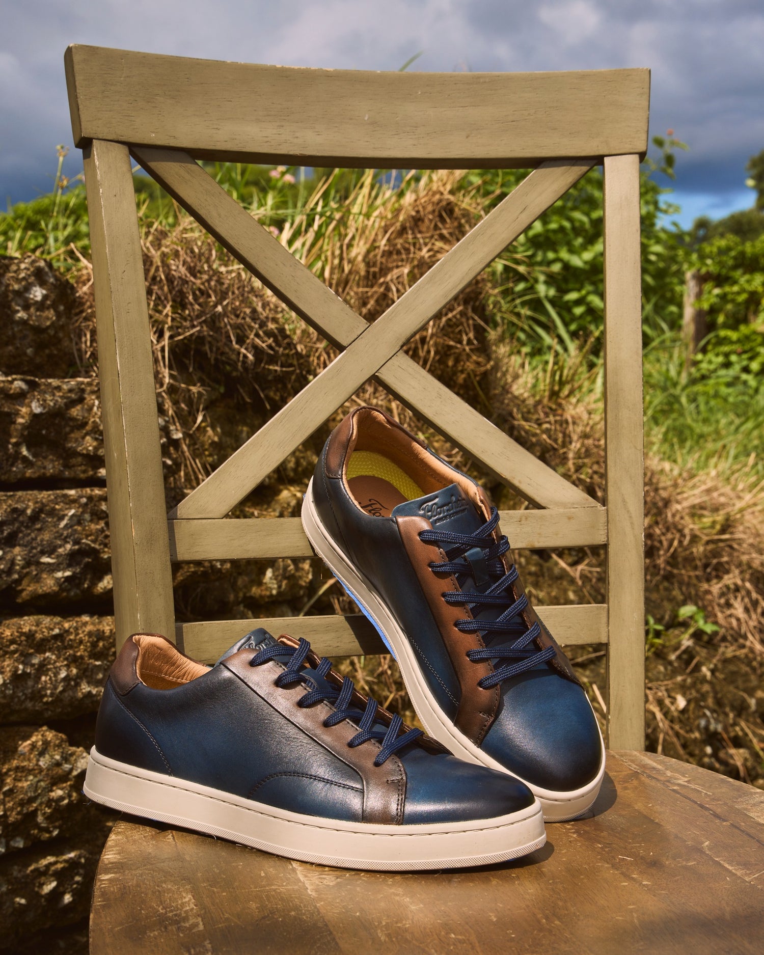 Monopoli Lace To Toe Navy Cognac smooth