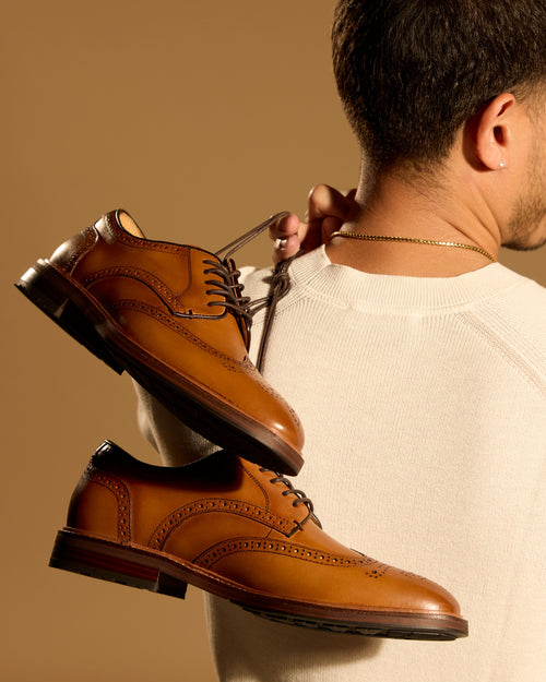 Anthem Wingtip Saddle Tan Smooth Leather
