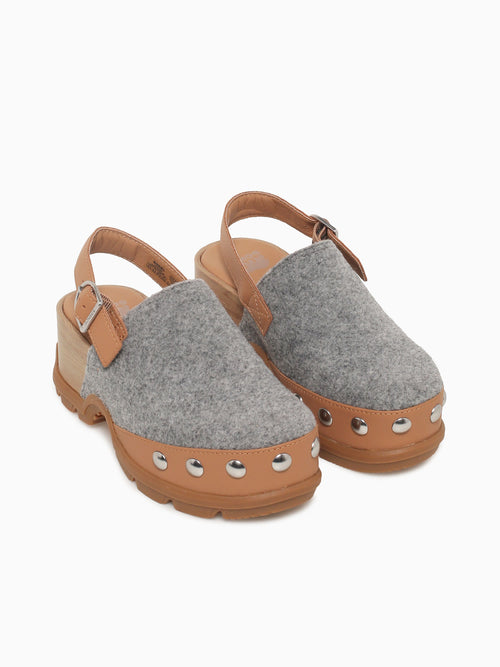 Roam'n Clog Felt Tawny Buff Gum fabric Light Grey / 5 / M