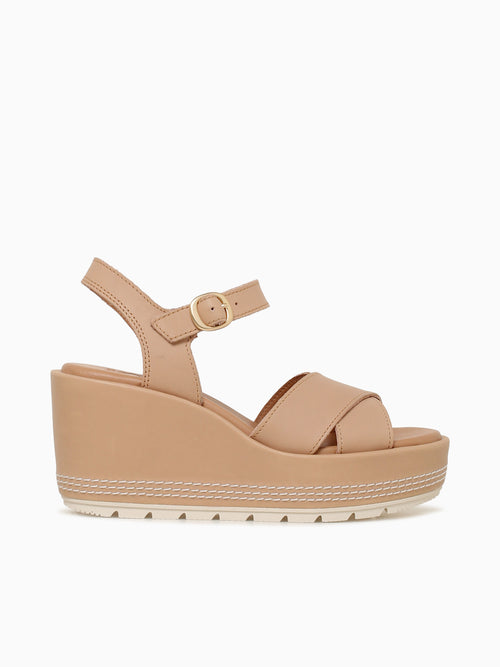 Sunpeak Wedge Ankle Strap Beige Leather Beige / 5 / M