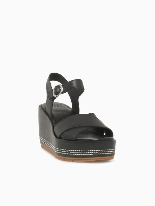 Sunpeak Wedge Ankle Strap Blk Gum lea Black / 5 / M