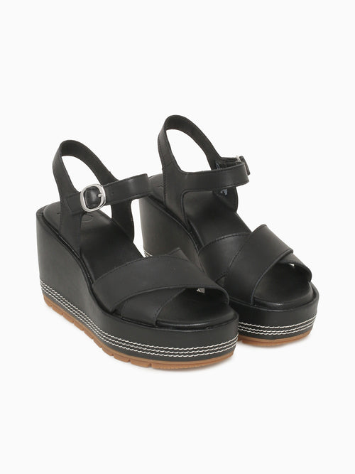 Sunpeak Wedge Ankle Strap Blk Gum lea Black / 5 / M