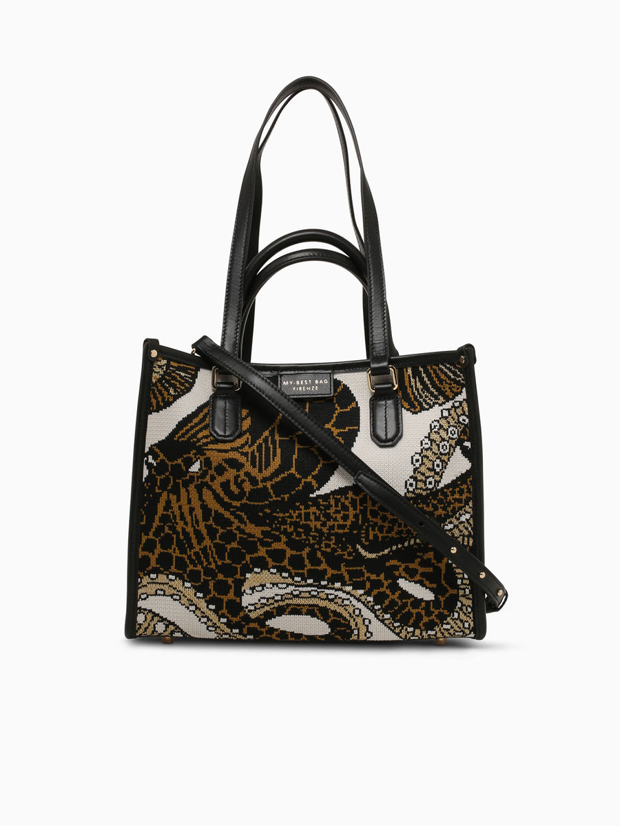 Atena Sea Creatures Tote Octopus Black