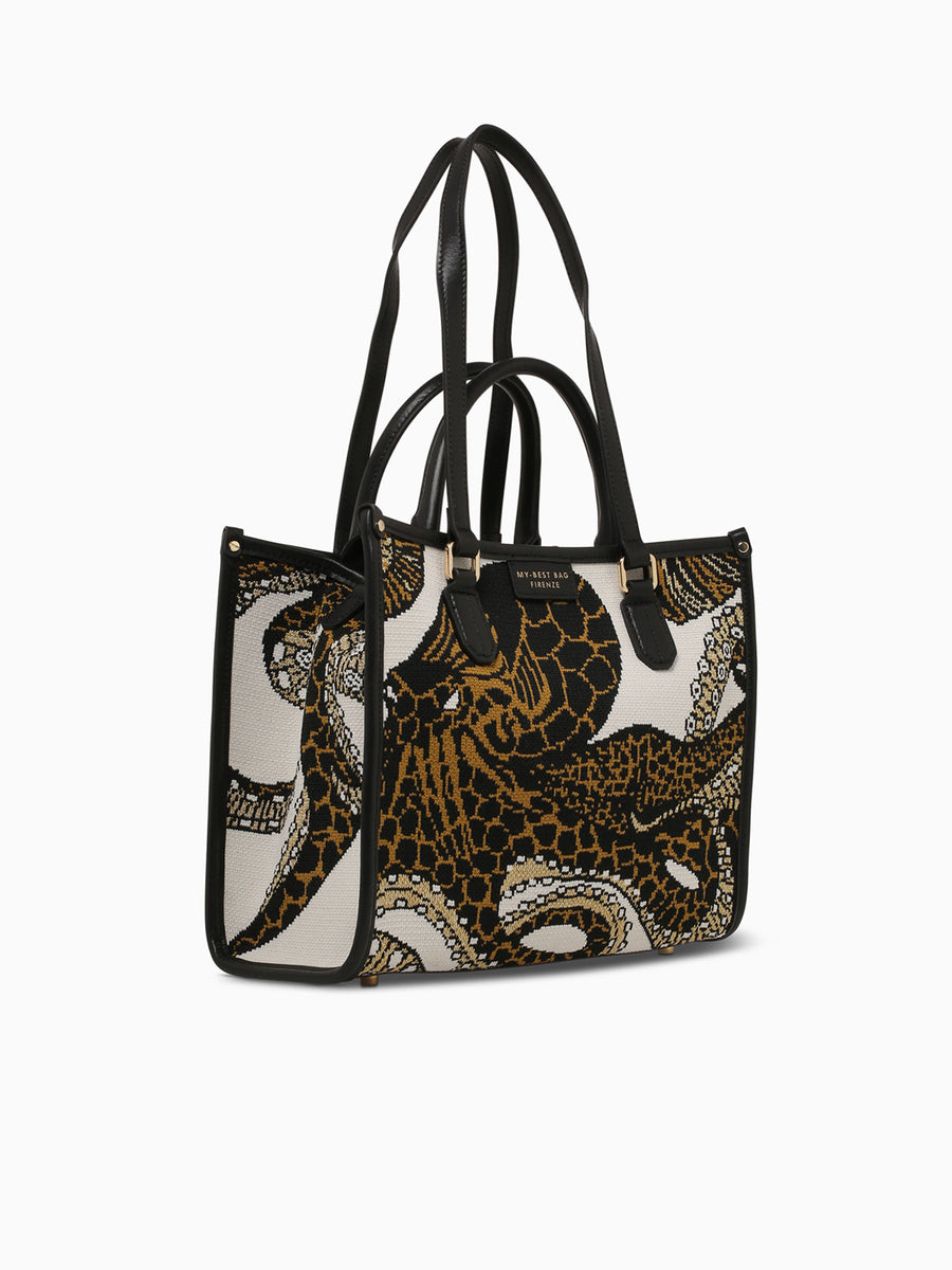 Atena Sea Creatures Tote Octopus Black