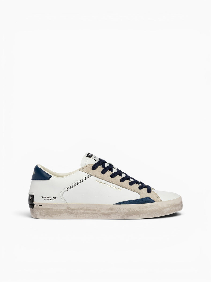 Distressed 19003pp8 10 white Navy lea White / 41 / M