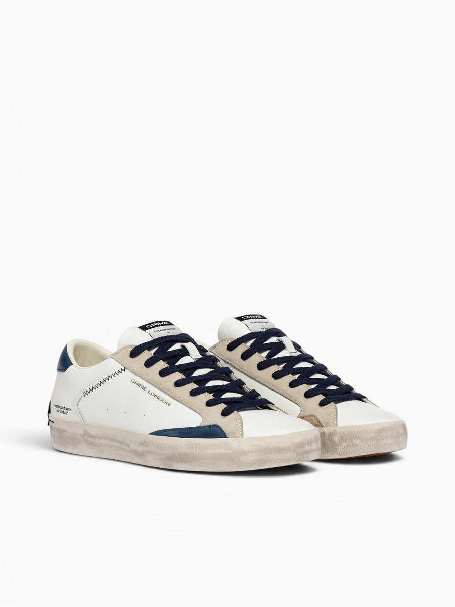 Distressed 19003pp8 10 white Navy lea White / 41 / M